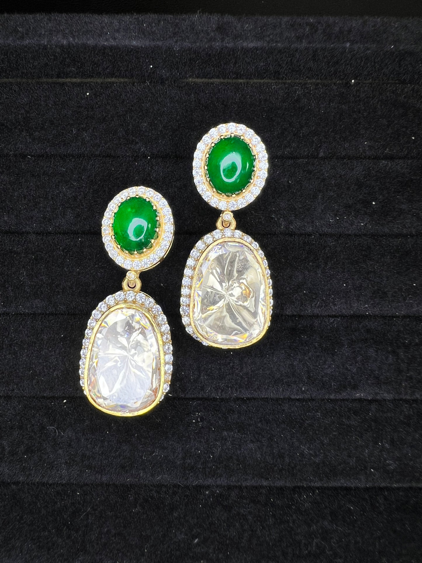 Emerald Doublet polki earrings