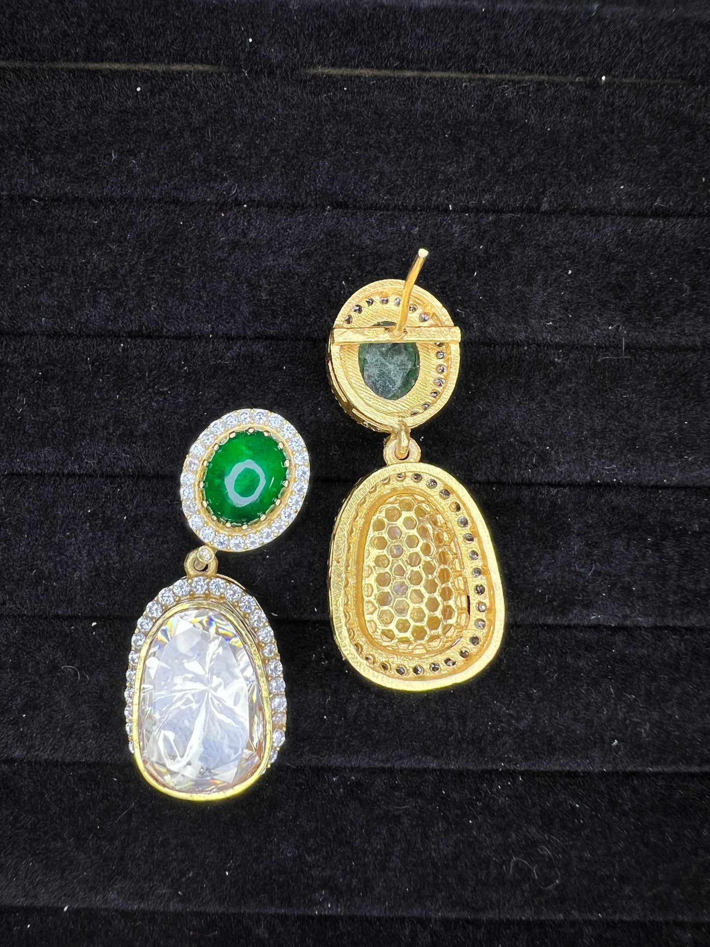 Emerald Doublet polki earrings