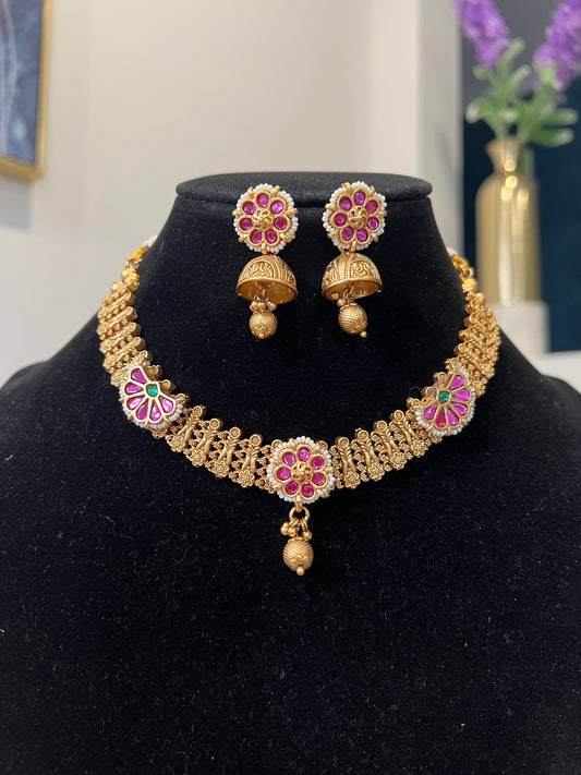 Matte finish Jadau Kundan Choker