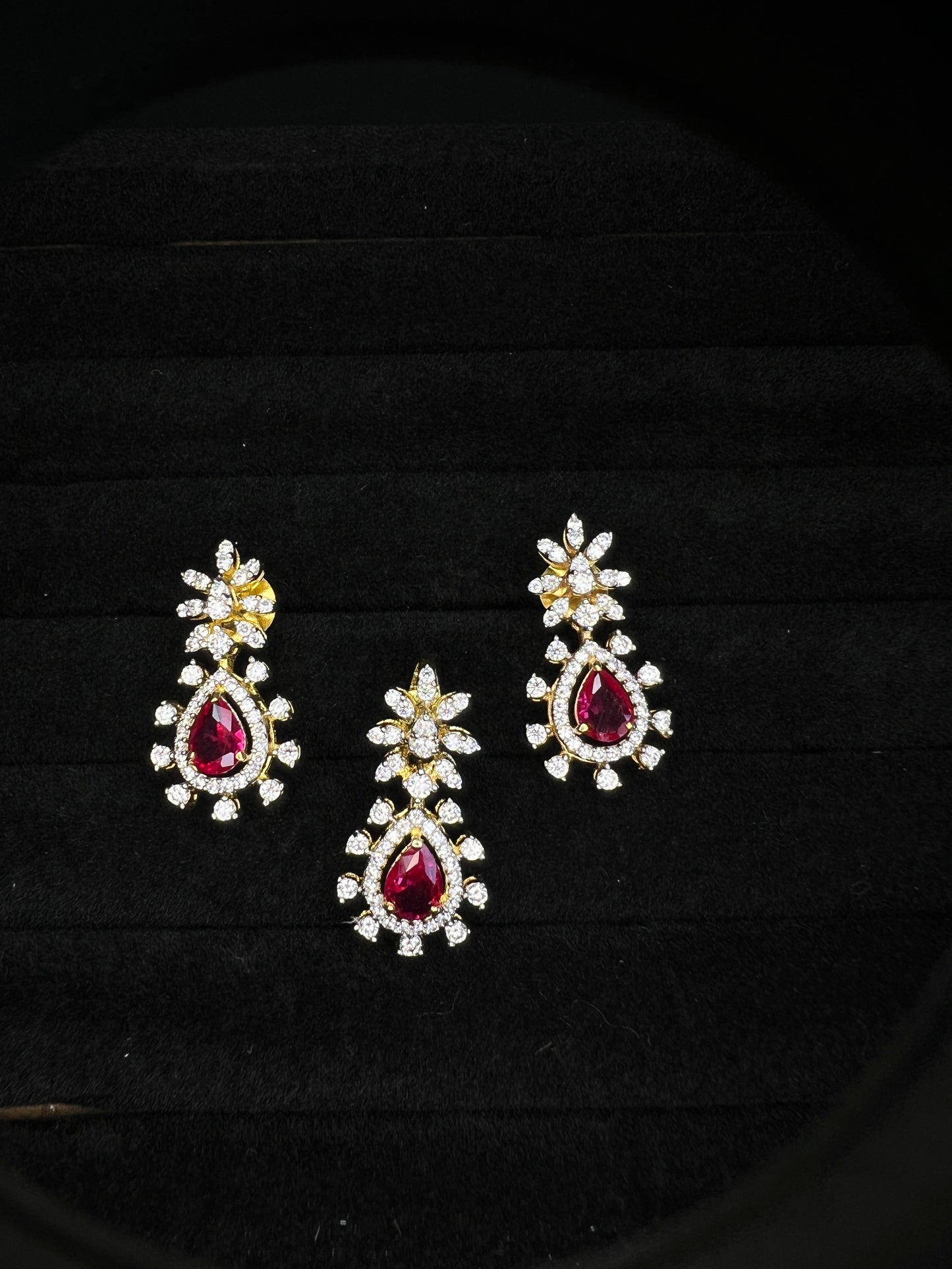 Ruby Earrings and Pendant Set