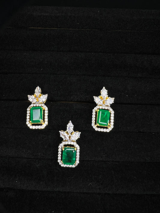 Emerald Earrings and Pendant Set