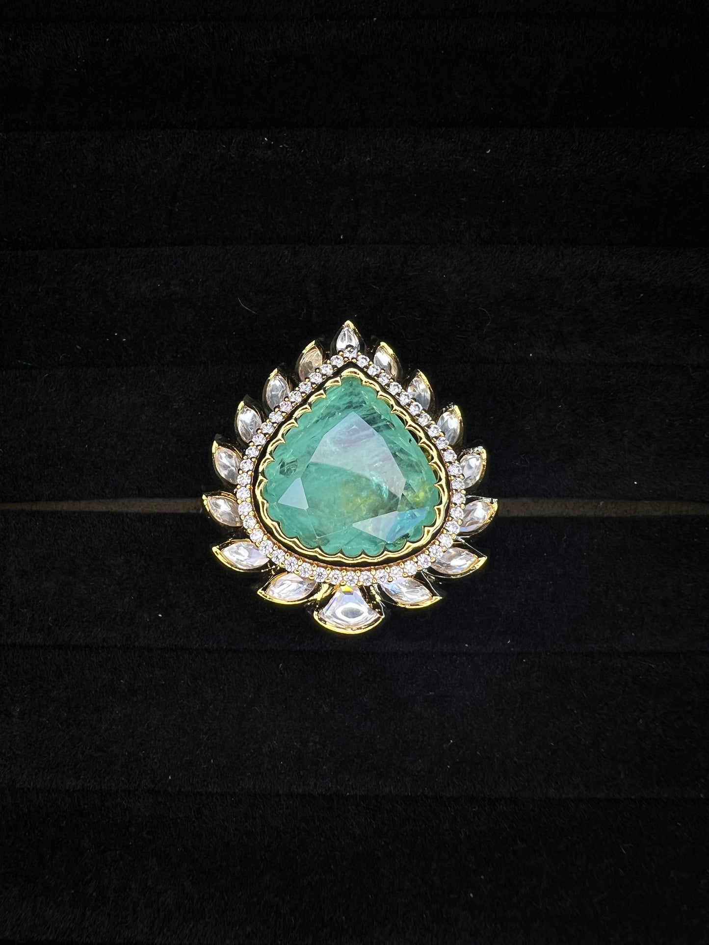 Polki Kundan Adjustable Ring