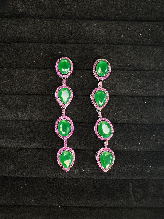 Cocktail Emerald Ruby Danglers