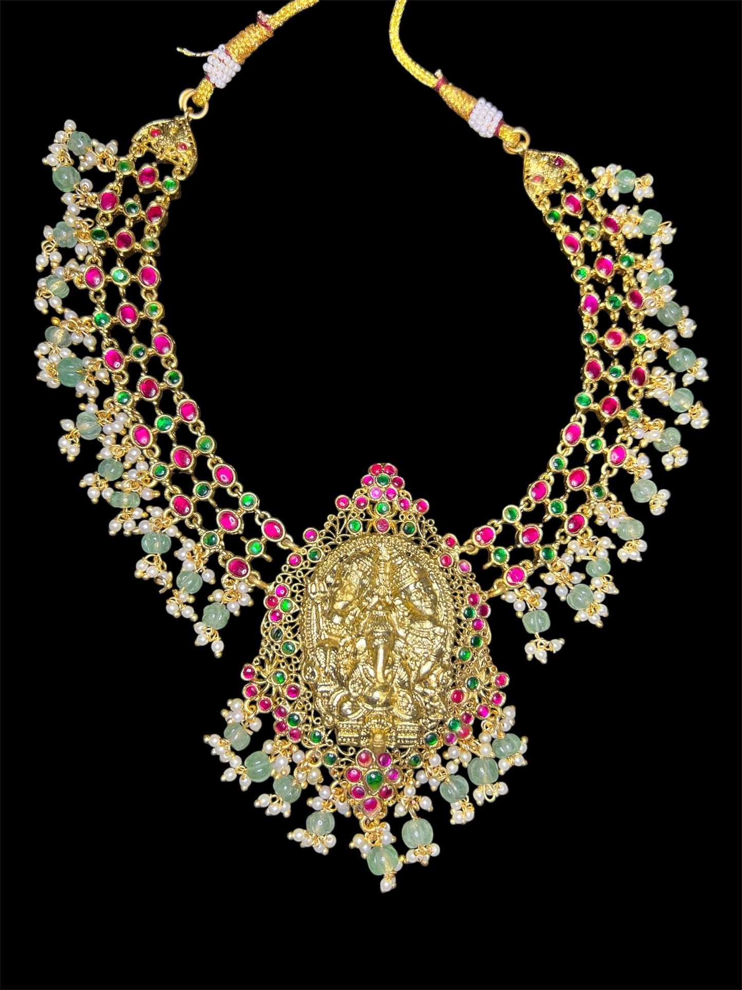 Shiva Parvati Ganesh Kundan Jaali Necklace