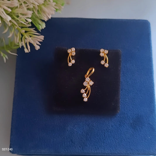 92.5 Silver Floral pendant & earrings set