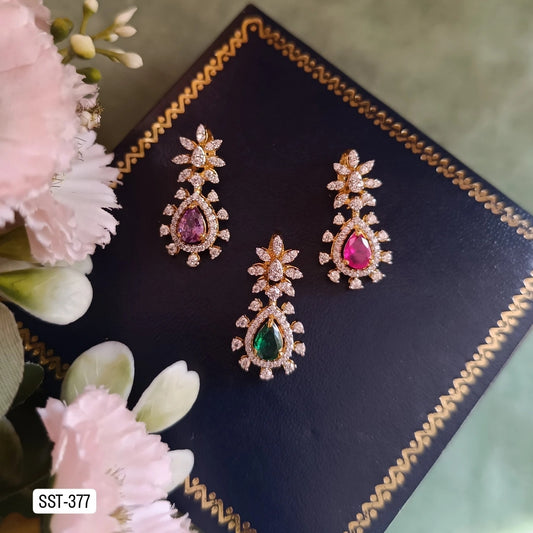 92.5 Silver Diamond look Pendant and earrings set