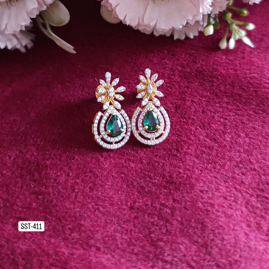 92.5 Silver luxurious emerald drop earrings