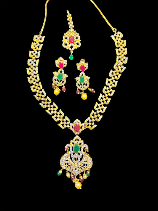 1 gram Gold Necklace with Maangtikka and earrings