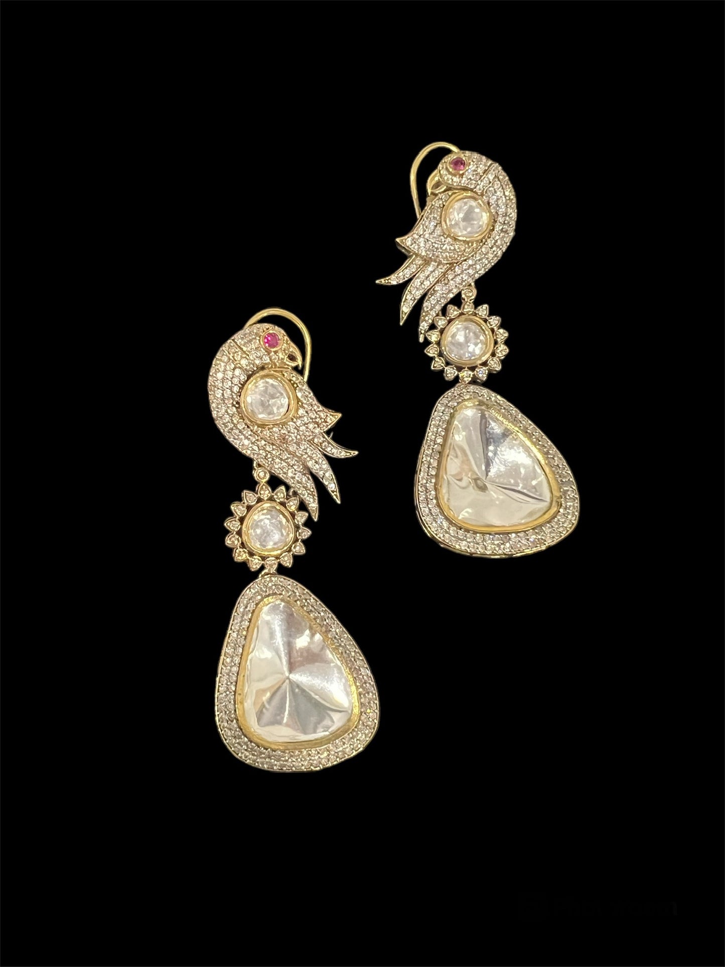 Parrot Motif Polki Earrings