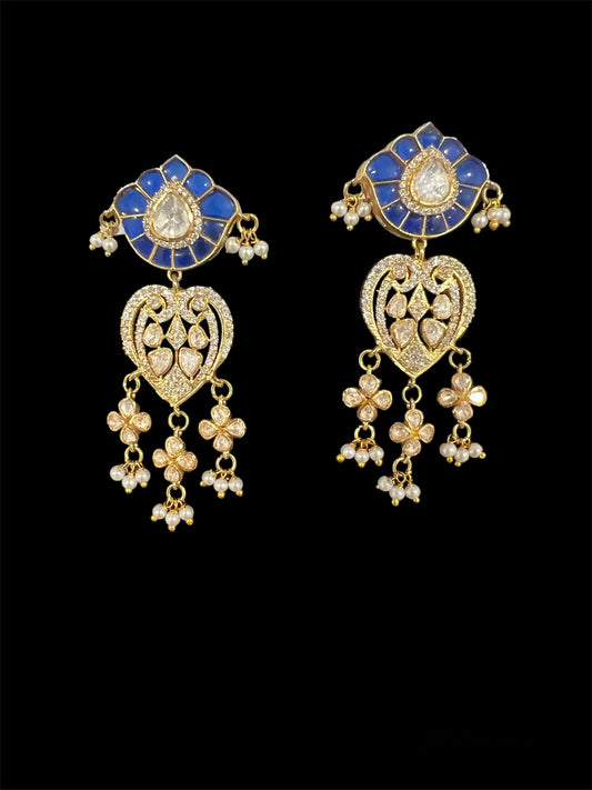 Kundan Danglers in Rare Blue