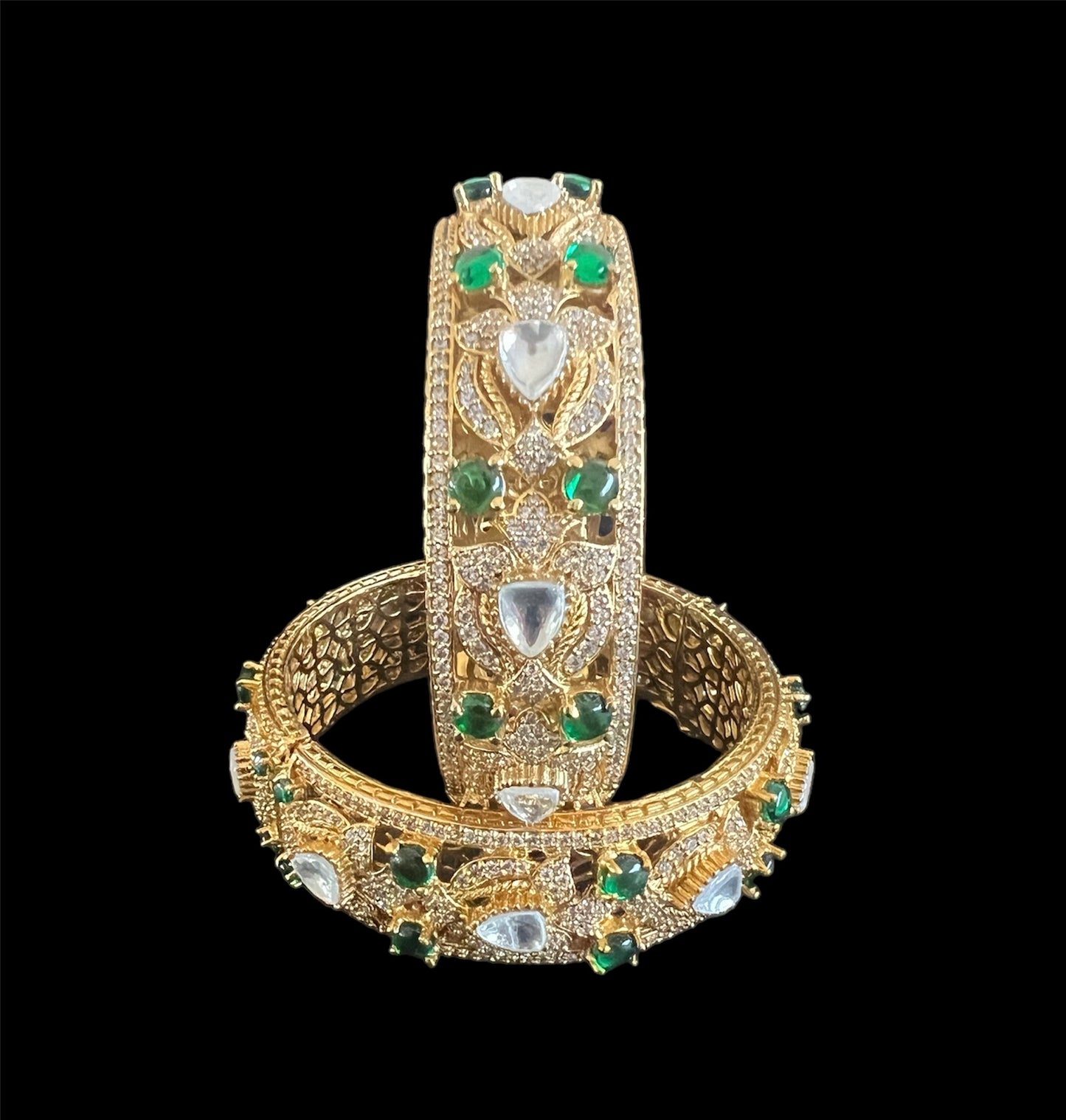 Royal Moissanite and Polki Kadas Pair