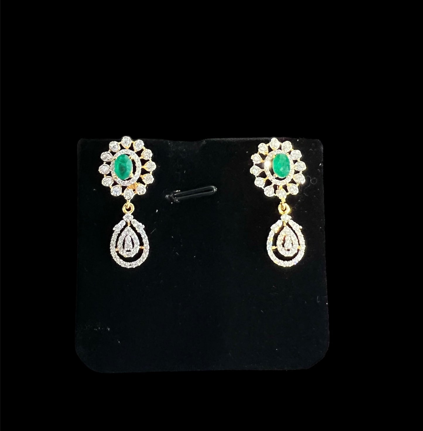 925 Silver  Emerald Drop Earrings