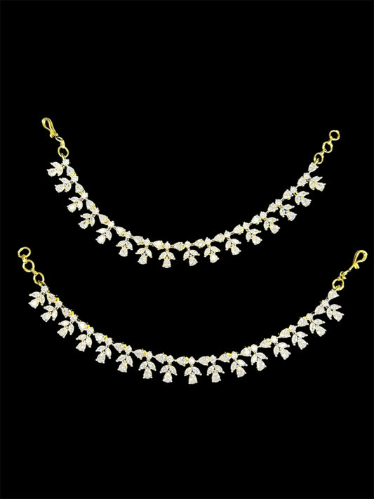 Single line diamond look ear chains