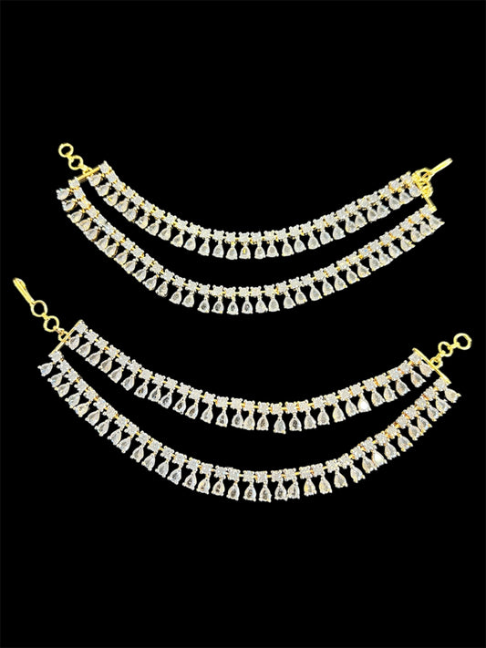 Two line diamond look ear chains