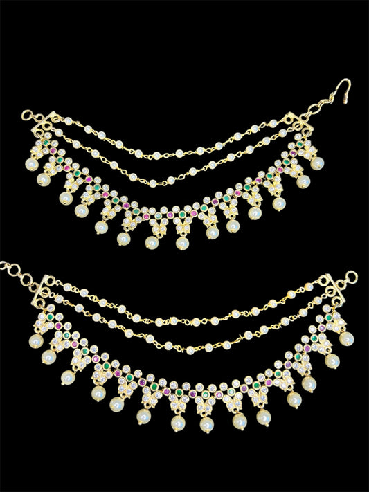 Gold look layered butterfly ear chains