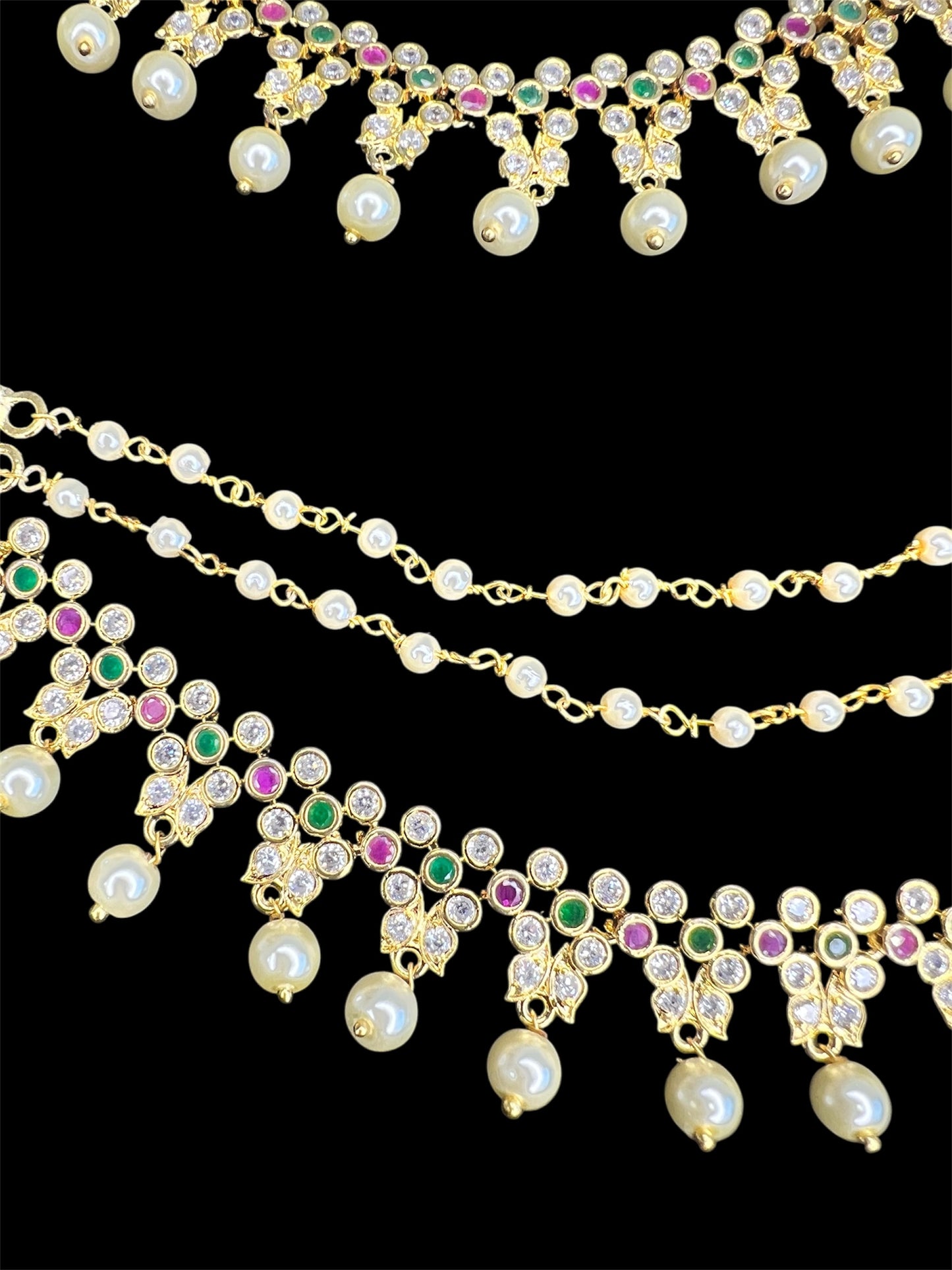 Gold look layered butterfly ear chains
