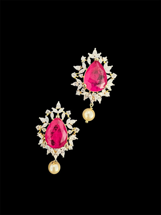 Halo stone diamond inspired drop earrings