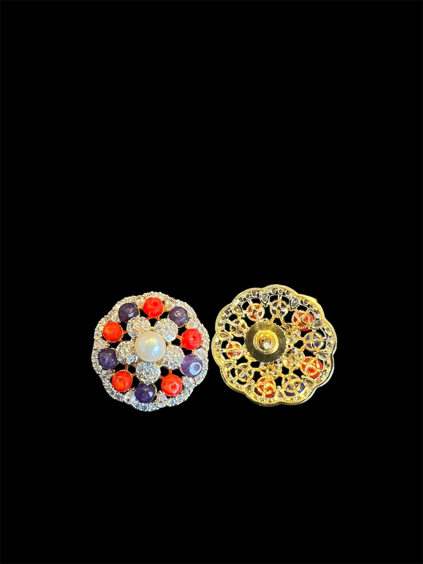 Pearl Studs with precious beads