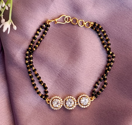 925 Silver Bracelet with 3 Halo Solitaires - PREORDER
